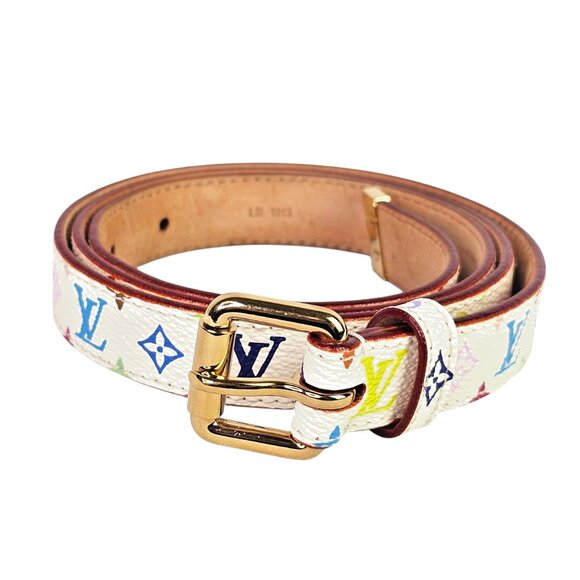 LOUIS VUITTON Multicolor White Belt Womens Monogram LV Murakami LV x TM 90/36 - Picture 9 of 12